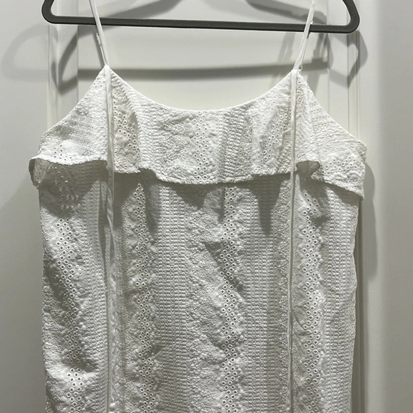 Talori White Eyelet Ruffled Mini Dress Sz M - Picture 2 of 7